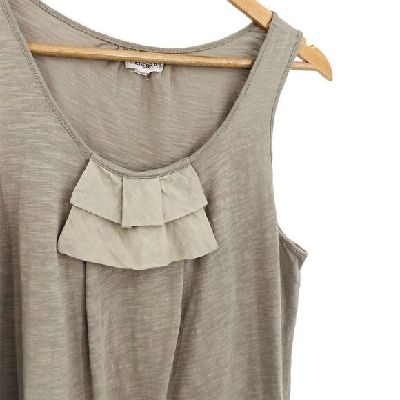 Generra taupe tan ruffle detail tank size medium - Picture 3 of 6
